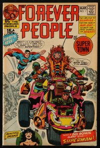 8m0076 FOREVER PEOPLE #1 comic book March 1971 Superman guest stars, Jack Kirby & Frank Giacoia art!