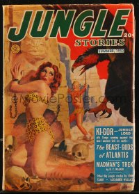 8m0039 JUNGLE STORIES pulp magazine Summer 1950 great cover art of sexy chained woman in peril!