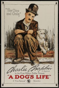 8p0044 DOG'S LIFE S2 poster 1998 great art of Charlie Chaplin as the Tramp & his mutt!