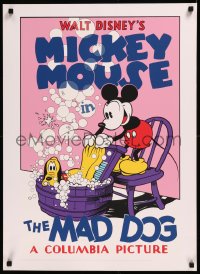 8p0072 MAD DOG 23x31 art print 1980s Walt Disney, wacky art of Mickey giving Pluto a laundry-bath!
