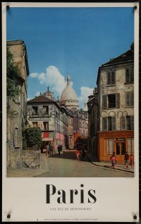 8p0042 PARIS 25x39 French travel poster 1950s great image taken from the Rue de Montmarte!