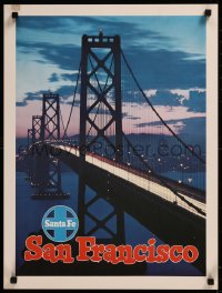 8p0031 SANTA FE SAN FRANCISCO 18x24 travel poster 1950s image of San Francisco-Oakland Bay Bridge!