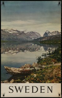 8p0036 SWEDEN 25x39 Swedish travel poster 1950s image of the Kebnekaise mountains in Lapland!