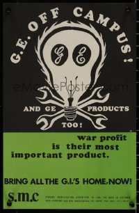 8p0027 G.E. OFF CAMPUS 11x17 anti-war poster 1969 boycott GE, war profit is their best product!