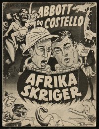 8r0232 AFRICA SCREAMS Danish program 1950 art of natives cooking Bud Abbott & Lou Costello, rare!