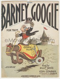 8r0076 BARNEY GOOGLE sheet music 1923 Fox Trot, great comic strip cartoon artwork by Billy DeBeck!