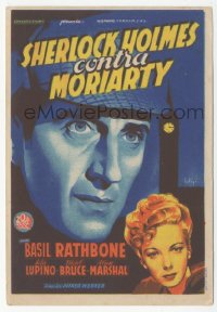 8r0797 ADVENTURES OF SHERLOCK HOLMES Spanish herald 1940 Soligo art of Basil Rathbone & Ida Lupino!