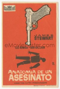 8r0808 ANATOMY OF A MURDER Spanish herald 1961 different Montalban dead body silhouette & gun art!