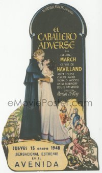 8r0765 ANTHONY ADVERSE die-cut Spanish herald 1947 art of Fredric March & Olivia de Havilland!