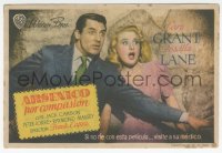 8r0814 ARSENIC & OLD LACE Spanish herald 1947 great c/u of Cary Grant & Priscilla Lane, Frank Capra