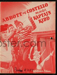 8r0229 ABBOTT & COSTELLO MEET CAPTAIN KIDD Danish program 1954 pirates Bud & Lou, Charles Laughton