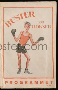 8r0236 BATTLING BUTLER Danish program 1927 Buster Keaton boxing, different art & photos, very rare!