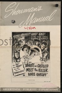 8r0513 ABBOTT & COSTELLO MEET THE KILLER BORIS KARLOFF pressbook 1949 art of scared Bud & Lou!