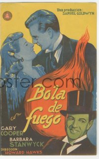 8r0679 BALL OF FIRE 4pg Spanish herald 1944 different art of dapper Gary Cooper & Barbara Stanwyck!