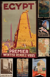 8s0705 LOT OF 10 UNFOLDED TRAVEL POSTERS 1930s-1950s great images of popular destinations!