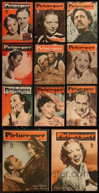 8s0524 LOT OF 11 PICTUREGOER 1936 ENGLISH MOVIE MAGAZINES 1936 filled with great images & articles!