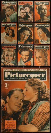 8s0527 LOT OF 10 PICTUREGOER 1938 ENGLISH MOVIE MAGAZINES 1938 filled with great images & articles!