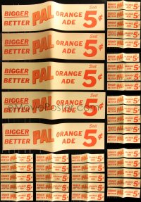8s0030 LOT OF 48 UNFOLDED 7X28 PAL ORANGE ADE BANNERS 1940s bigger & better for 5 cents!
