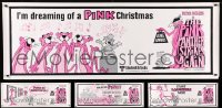 8s0001 LOT OF 4 PINK PANTHER STRIKES AGAIN 21X58 PAPER BANNERS 1976 great cartoon images!