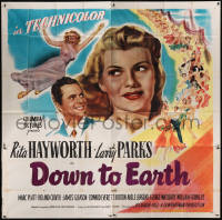 8t0040 DOWN TO EARTH 6sh 1946 different artwork of beautiful Rita Hayworth & Larry Parks!