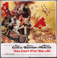 8t0076 YOU CAN'T WIN 'EM ALL int'l 6sh 1970 McCarthy art of Tony Curtis, Bronson & Mercier on train!