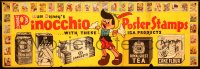 8t0013 PINOCCHIO 27x78 special poster 1940 Disney tie-in with IGA grocery products, ultra rare!