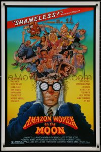 8y0838 AMAZON WOMEN ON THE MOON 1sh 1987 Joe Dante, cool wacky artwork of cast by William Stout!