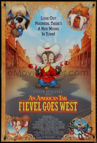 8y0840 AMERICAN TAIL: FIEVEL GOES WEST 1sh 1991 animated western, there's a new mouse in town!
