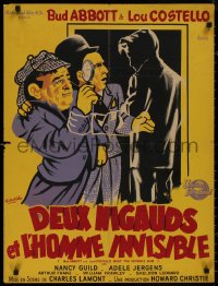 8y0559 ABBOTT & COSTELLO MEET THE INVISIBLE MAN French 23x31 1951 Ledu art of Bud & Lou, ultra rare!