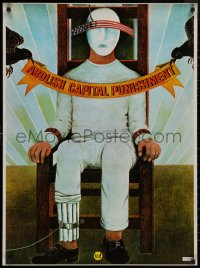 8y0337 ABOLISH CAPITAL PUNISHMENT 26x35 special poster 1980s person strapped into an electric chair!