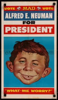 8y0338 ALFRED E. NEUMAN FOR PRESIDENT 13x23 special poster 1960s Mad Magazine, what - me worry?