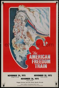 8y0339 AMERICAN FREEDOM TRAIN 23x35 special poster 1975 art of train in red, white, and blue!