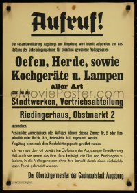 8y0109 AUFRUF OEFEN HERDE SOWIE 17x24 German WWII war poster 1940s help the homeless of Germany!