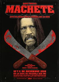 8y0075 MACHETE signed #34/100 16x22 art print 2010 by Don Juan, art of Danny Trejo with blades!