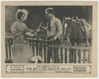 8z0017 COMING OF THE LAW 8x10 LC 1919 pretty Agnes Vernon serves food to cowboy Tom Mix outdoors!