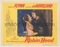 8z0882 ADVENTURES OF ROBIN HOOD LC #6 R1948 best c/u of Errol Flynn & Olivia de Havilland in castle!