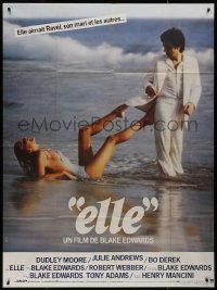 9b1288 '10' French 1p 1979 Blake Edwards, best image of Dudley Moore & sexy Bo Derek on beach!