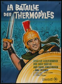 9b1290 300 SPARTANS French 1p 1963 Grinsson art of Richard Egan in the mighty battle of Thermopylae!