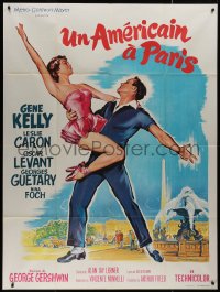 9b1306 AMERICAN IN PARIS French 1p R1960s art of Gene Kelly dancing with sexy Caron by Roger Soubie!