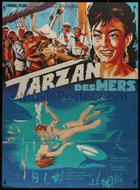 9b1308 AMPHIBIAN MAN French 1p 1963 Russian sci-fi, Belinsky art with unauthorized Tarzan title!
