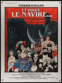 9b1310 AND THE SHIP SAILS ON French 1p 1984 Federico Fellini, cast portrait art by Jacques Tardi!