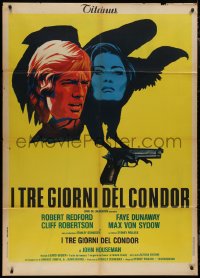 9b0683 3 DAYS OF THE CONDOR Italian 1p 1976 different art of Robert Redford & Faye Dunaway!