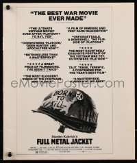 9b0070 FULL METAL JACKET promo brochure 1987 Stanley Kubrick, 11 pages of articles inside a folder!