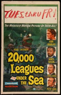 9b0236 20,000 LEAGUES UNDER THE SEA WC 1955 Jules Verne underwater classic, wonderful art!