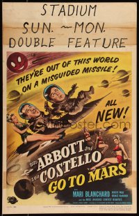 9b0238 ABBOTT & COSTELLO GO TO MARS WC 1953 art of wacky astronauts Bud & Lou in outer space!
