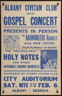 9b0243 ALBANY CIVITAN CLUB BIG GOSPEL CONCERT music WC 1960 Harmoneers Quartet, Holy Notes & more!