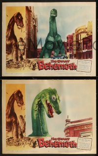 9c0072 GIANT BEHEMOTH 8 LCs 1959 massive dinosaur monster smashing city, great complete set!