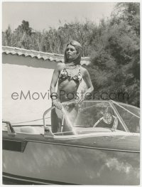9d0001 BRIGITTE BARDOT French 7.25x9.5 news photo 1960s in bikini standing on boat by Robert Cohen!