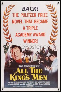 9d0455 ALL THE KING'S MEN 1sh R1958 Louisiana Governor Huey Long biography with Broderick Crawford!