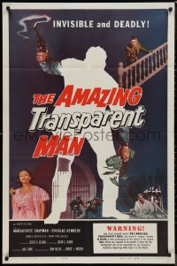 9d0458 AMAZING TRANSPARENT MAN 1sh 1959 Edgar Ulmer, cool fx art of the invisible & deadly convict!